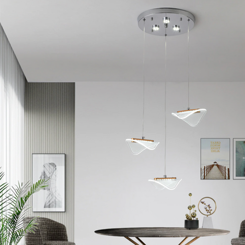 Lustre moderne LED avec abat-jour blanc et arrondi Astrid - vue 4 sur 7