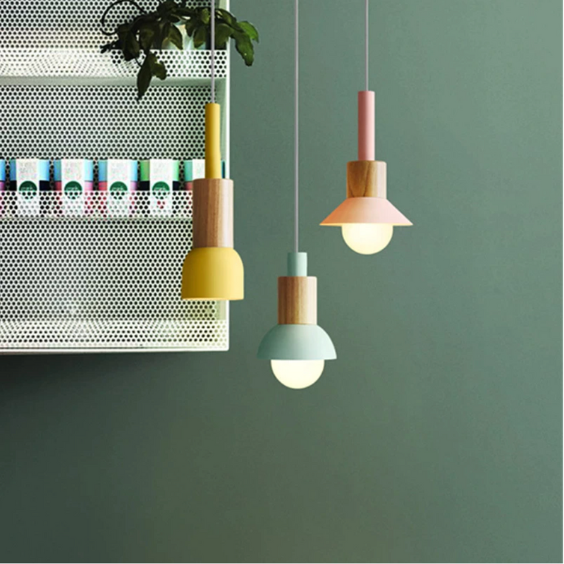 pendant light wood and metal design in different shapes Window