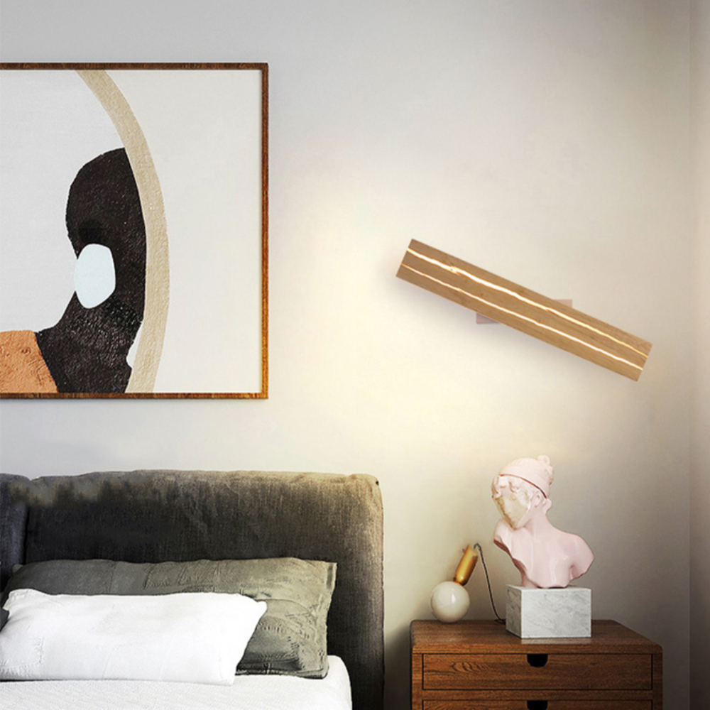 Applique murale design à LED rectangle en bois scandinave - vue 4 sur 4
