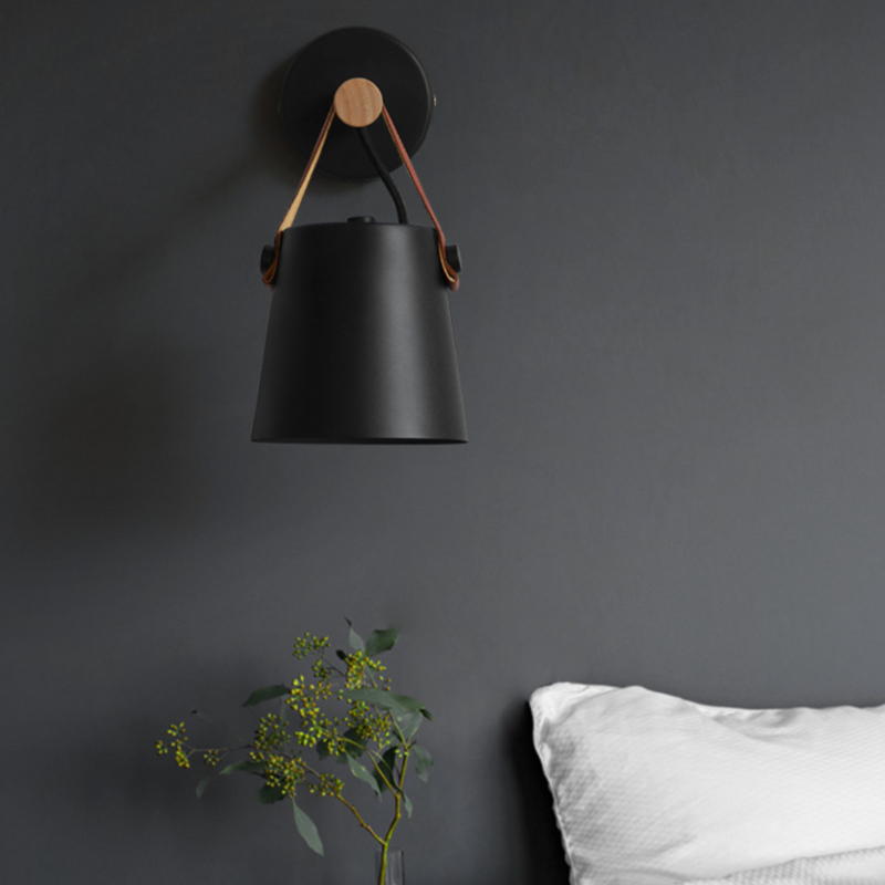 wall lamp wooden LED wall with lampshade hanging