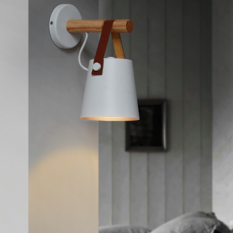 wall lamp wooden LED wall with lampshade hanging
