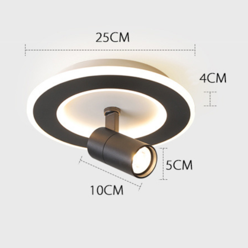 Moderna lámpara de techo LED con base geométrica y foco Mavir