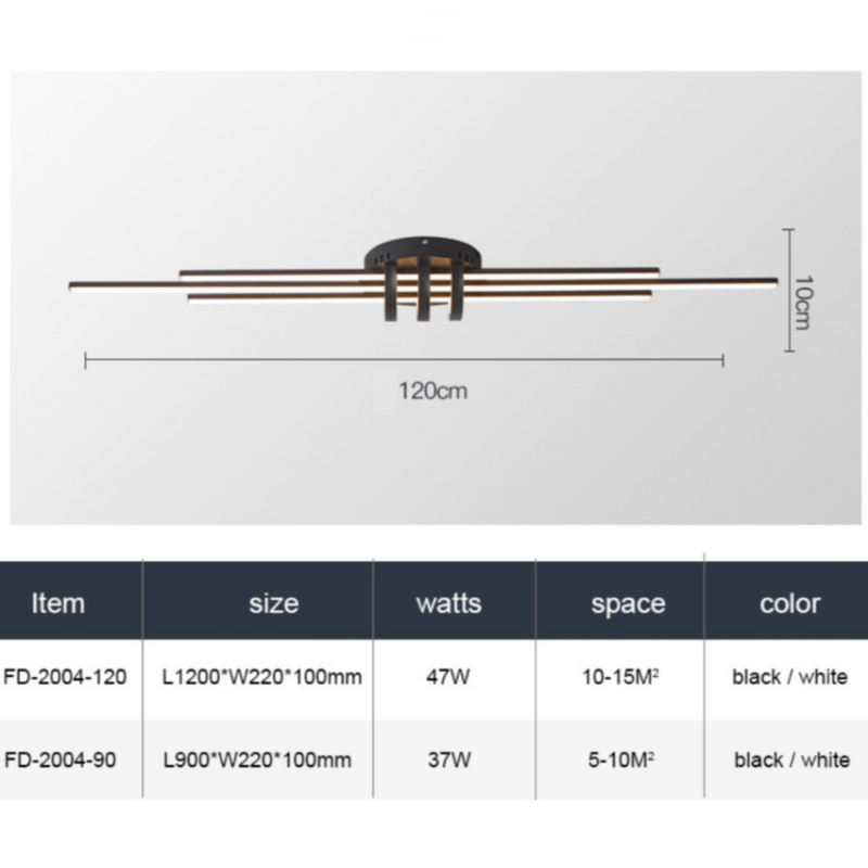 Plafonnier design LED avec 3 barres lumineuses Arden