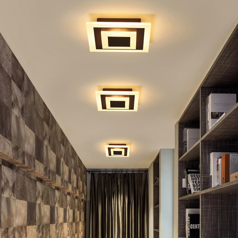 Plafonnier design LED en forme circulaire ou carré en métal Davis