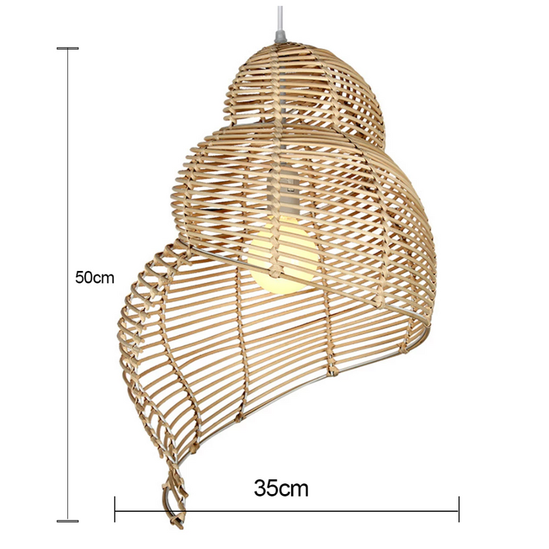 pendant light Spiral shell in wood Pastoral