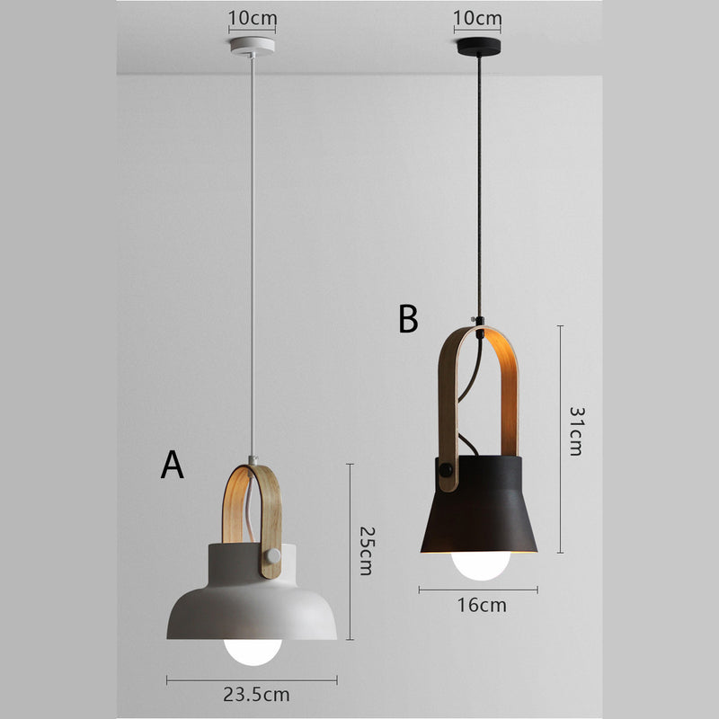pendant light metal and wood handle industrial style
