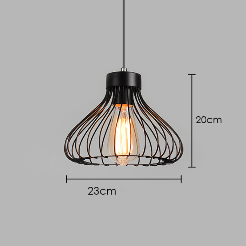 Suspension design industriel avec lampe en cage