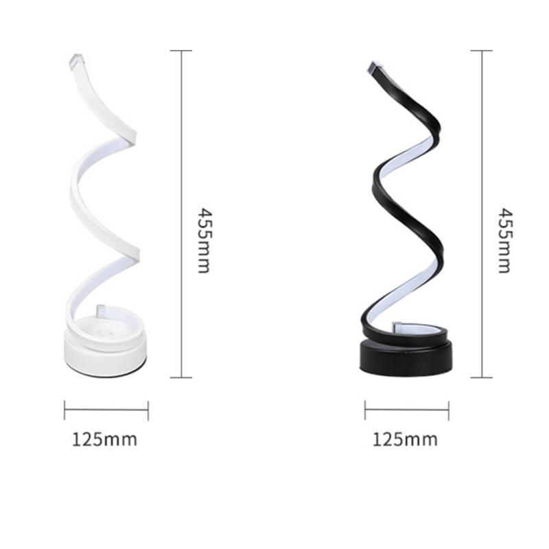 Dormitory spiral design LED table lamp