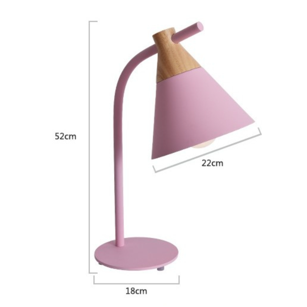 Lámpara LED de escritorio o de cabecera de madera y metal