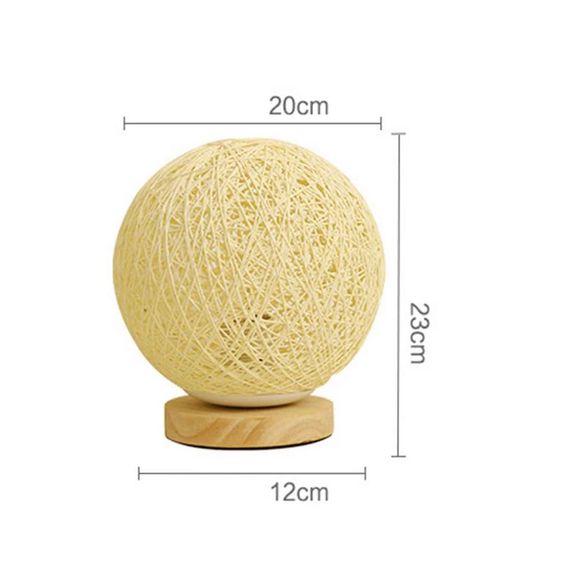 Lampe de chevet boule en bois