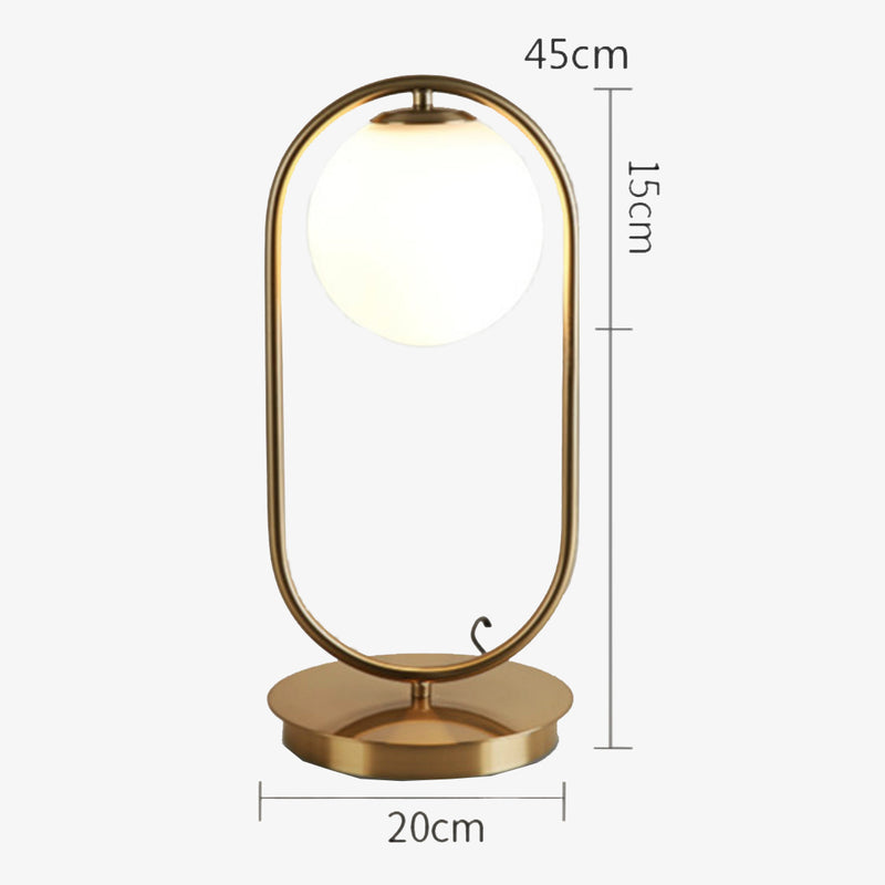 LED design table lamp with metal ring and glass ball Chao