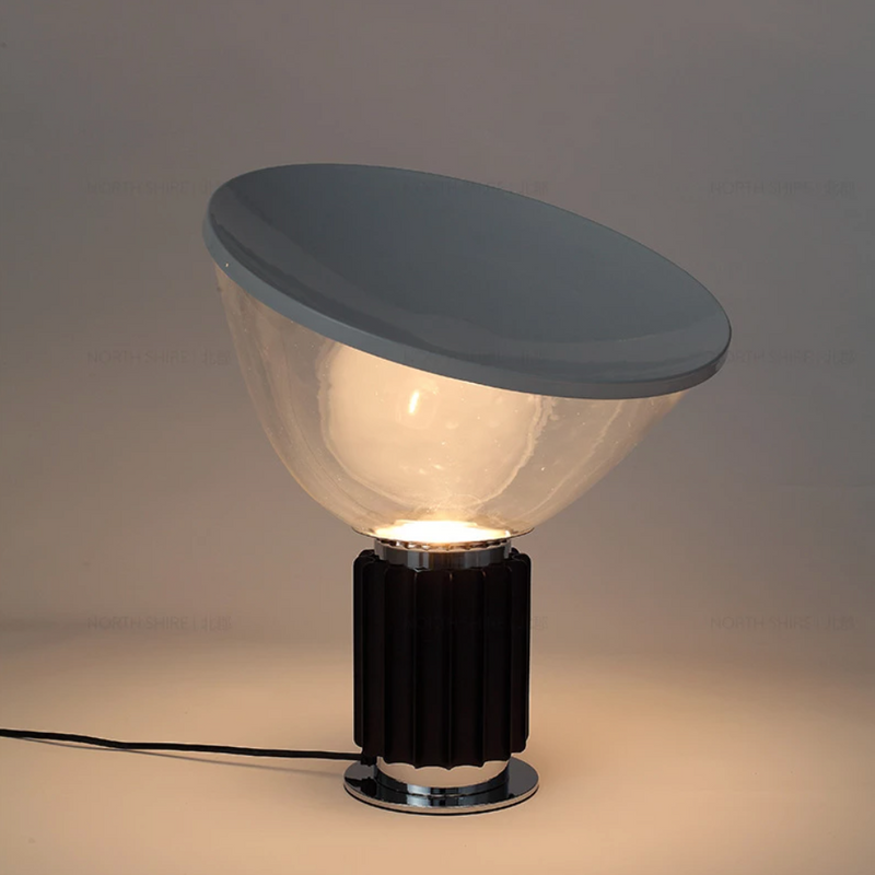 LED design table lamp with industrial base and lampshade