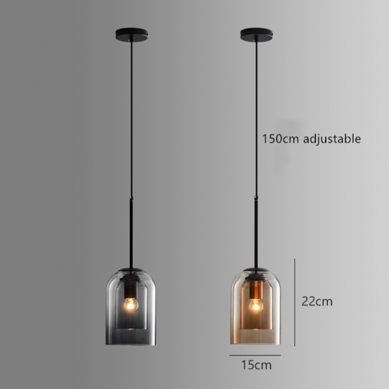 pendant light design double rounded tube smoked glass