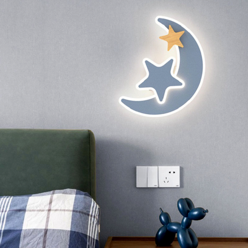 Aplique LED moderno Bowie con luna para niños