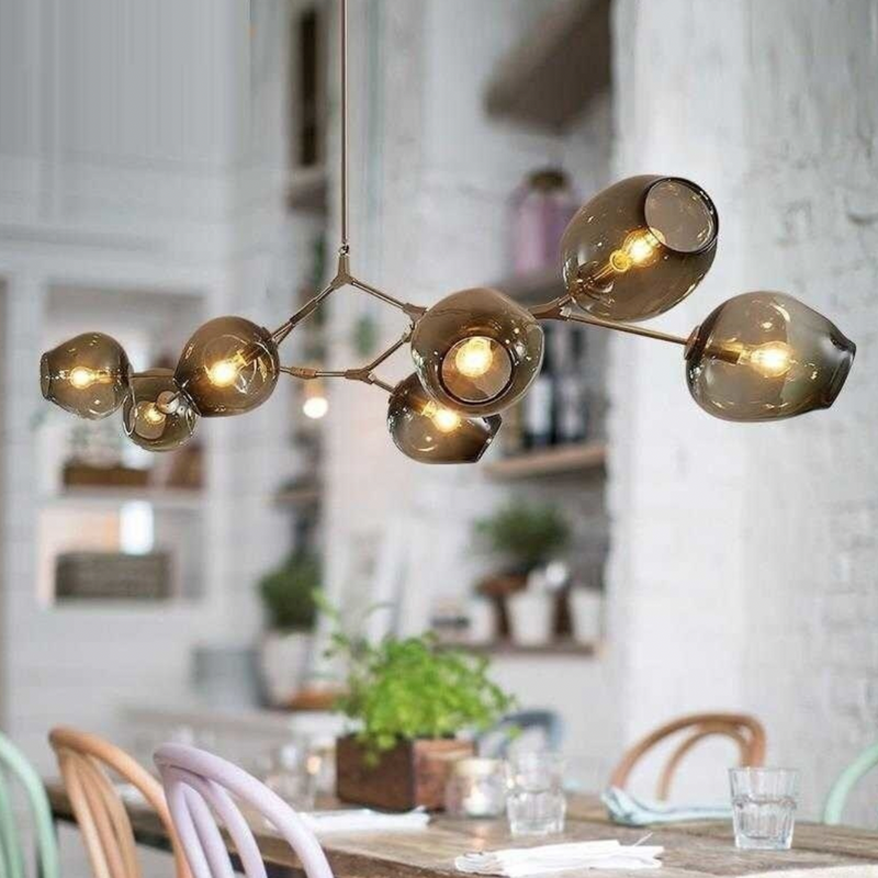 Lustre design avec plusieurs bras et abat-jour Vintage