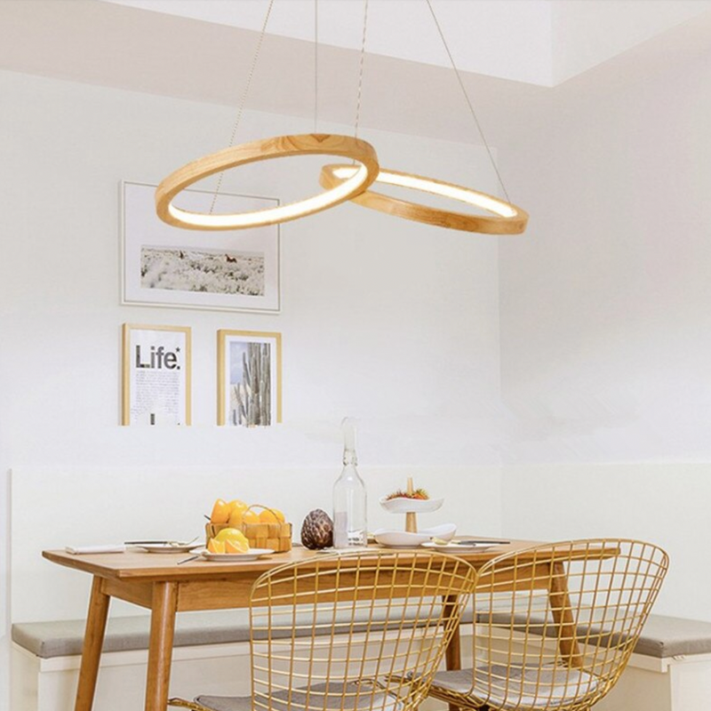LED wood chandelier in circle Botimi