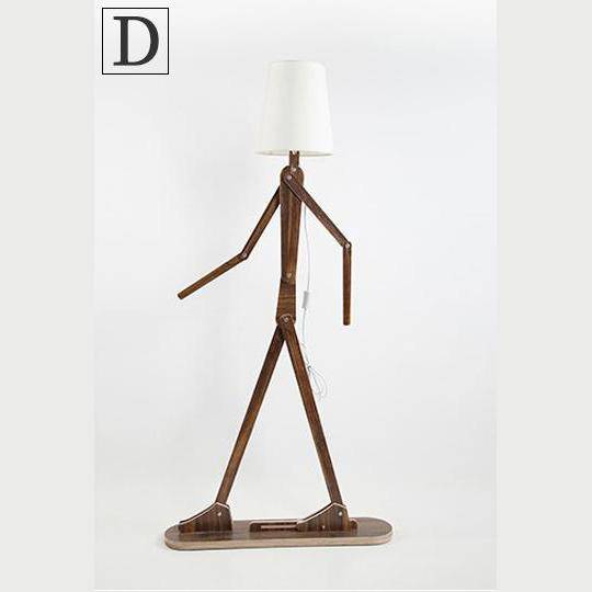 Lampadaire en bois en forme de bonhomme style japonais