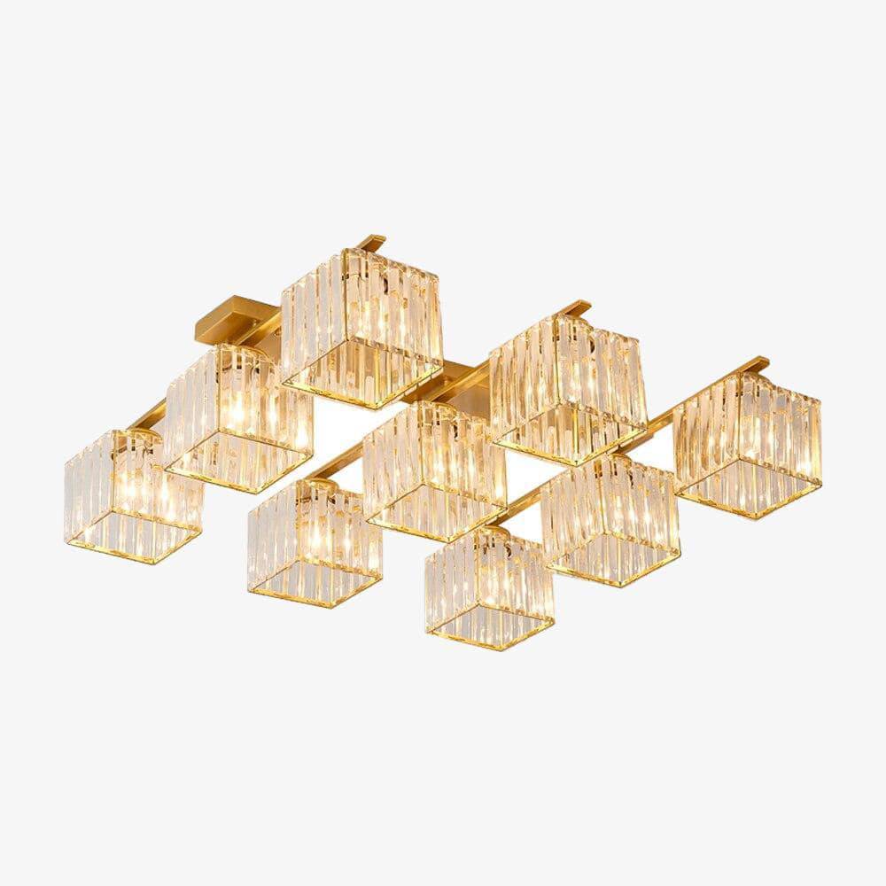 Plafonnier design LED avec plusieurs abat-jours en verre cristal Time