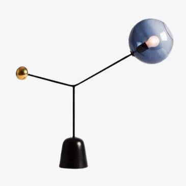 LED design table lamp with lampshade glass and gold ball