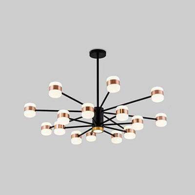 LED design chandelier in black metal with several pink gold lamps Fly