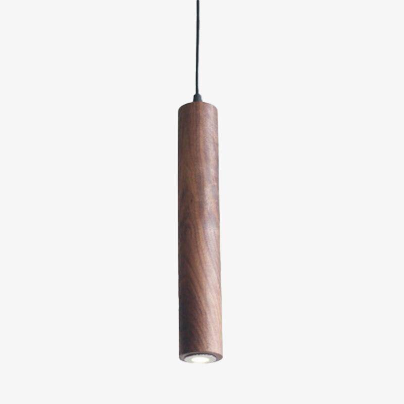 pendant light LED cylindrical wood design in various shades