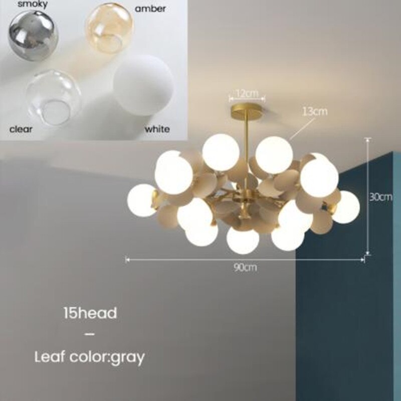 Lustre moderne en forme de nuage avec boules en verre Rivers - vue 5 sur 16