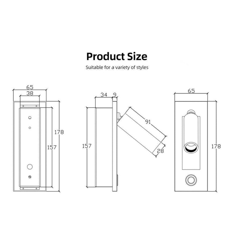 wall lamp Wall-mounted design LED reading light square Reading