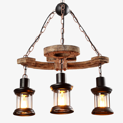 Lustre vintage avec base en forme d'ancre en bois Alaska