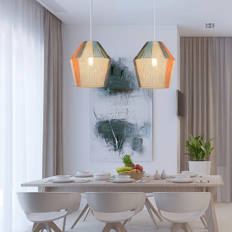 pendant light modern with lampshade in Kesia rope