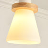 Suspension scandinave LED abat-jour en verre et en bois Kaylie