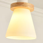 Suspension scandinave LED abat-jour en verre et en bois Kaylie