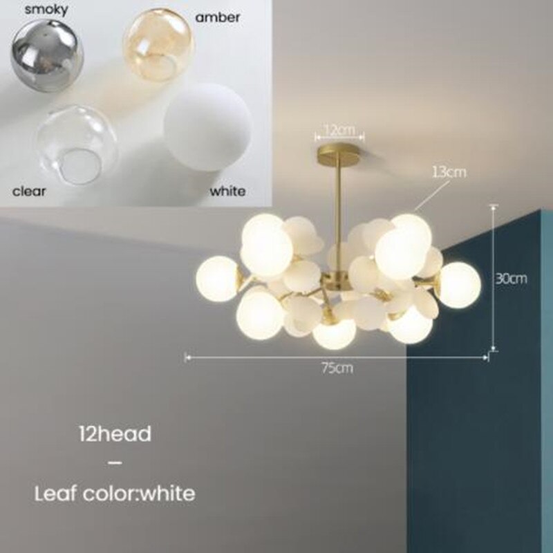 Lustre moderne en forme de nuage avec boules en verre Rivers - vue 6 sur 16