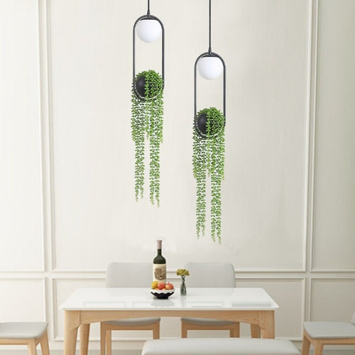 pendant light modern LED oval in black metal Loom