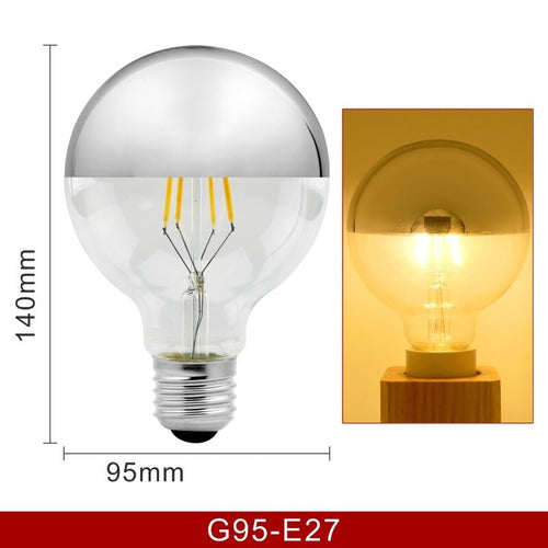 Ampoule E27 à LED G95 4W retro argenté