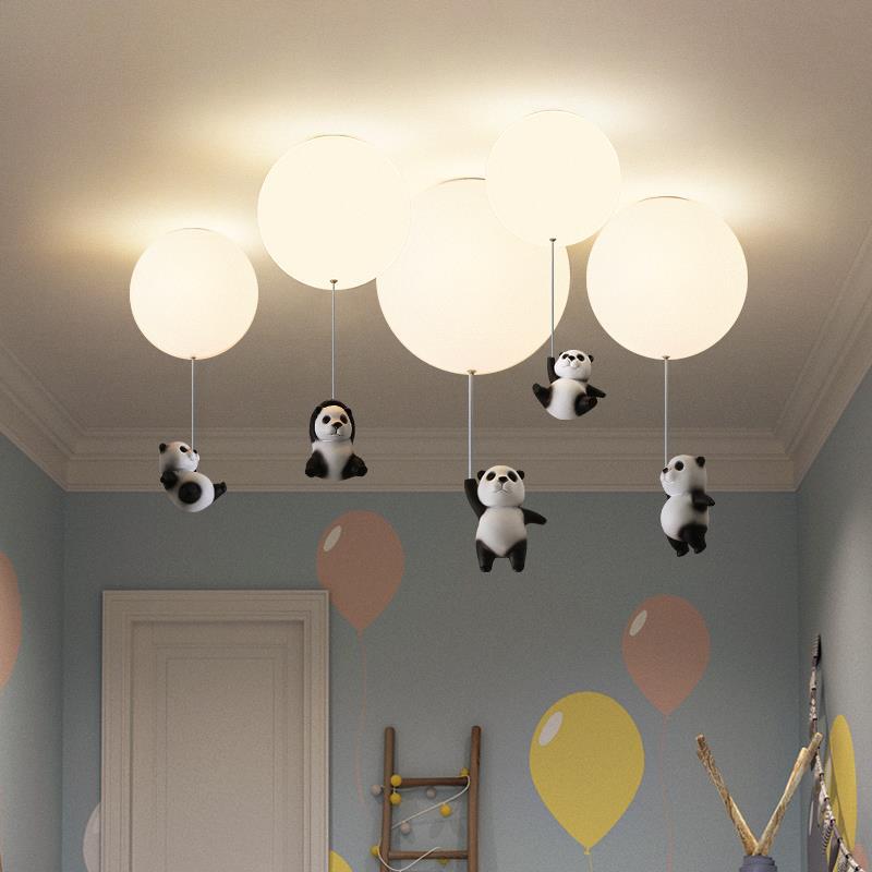 Lámpara de techo infantil LED con bola y panda Otto