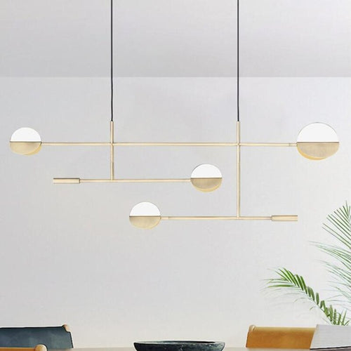 Design and minimalist gold chandelier with circular forms Zev