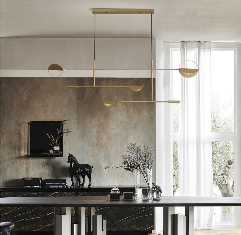 Design and minimalist gold chandelier with circular forms Zev