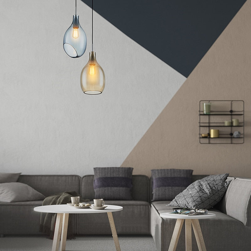 Suspension nordic avec abat-jour en verre Halek