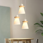 Suspension scandinave LED abat-jour en verre et en bois Kaylie