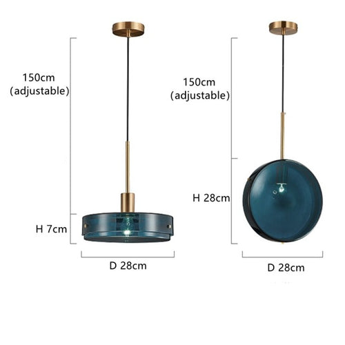 Suspension design arrondie en verre bleue Harpais - vue 9 sur 8