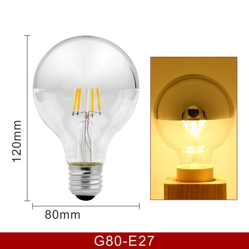 Ampoule E27 à LED G80 4W retro argenté