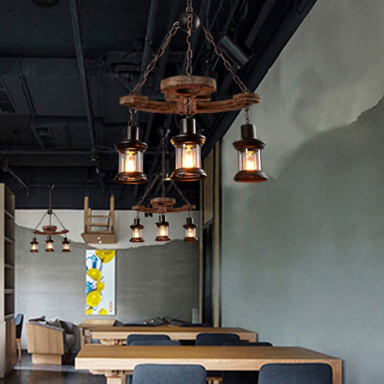 Lustre vintage avec base en forme d'ancre en bois Alaska - vue 7 sur 10