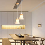 Suspension scandinave LED abat-jour en verre et en bois Kaylie