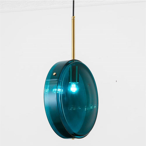 Suspension design arrondie en verre bleue Harpais - vue 8 sur 8