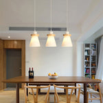 Suspension scandinave LED abat-jour en verre et en bois Kaylie