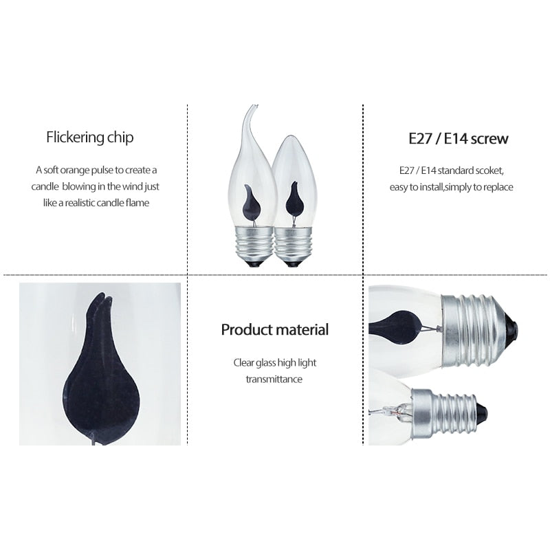 Ampoule E27 à LED de 3W en forme de flamme - vue 3 sur 3