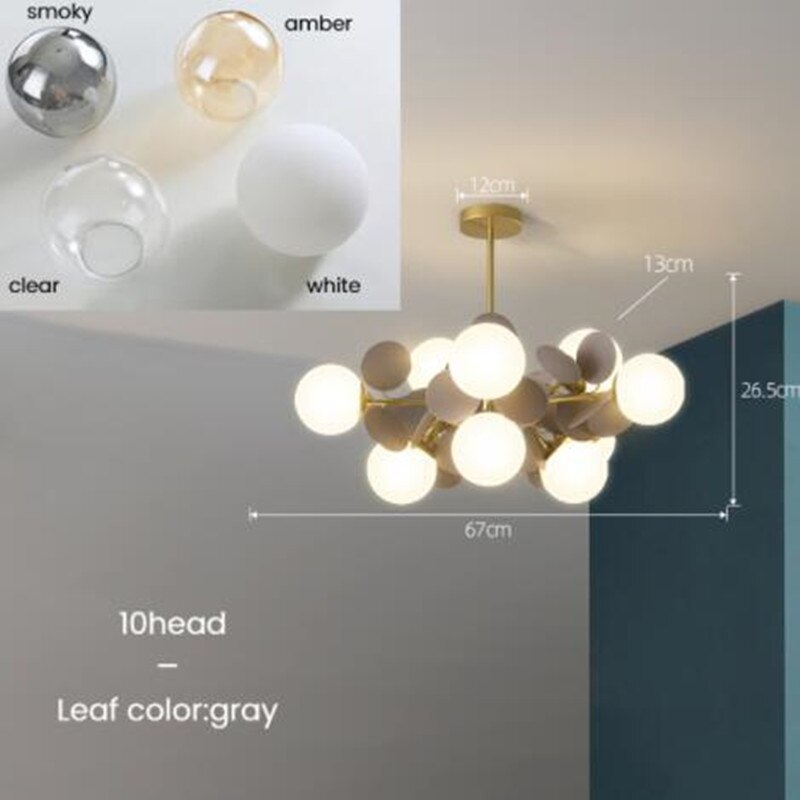 Lustre moderne en forme de nuage avec boules en verre Rivers - vue 13 sur 16