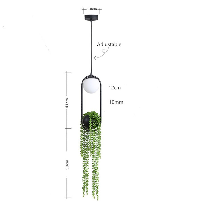 Suspension moderne LED ovale en métal noir Loom