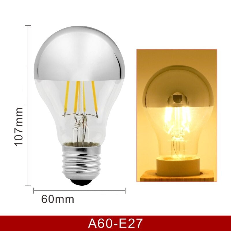 Ampoule E27 à LED A60 4W retro argenté