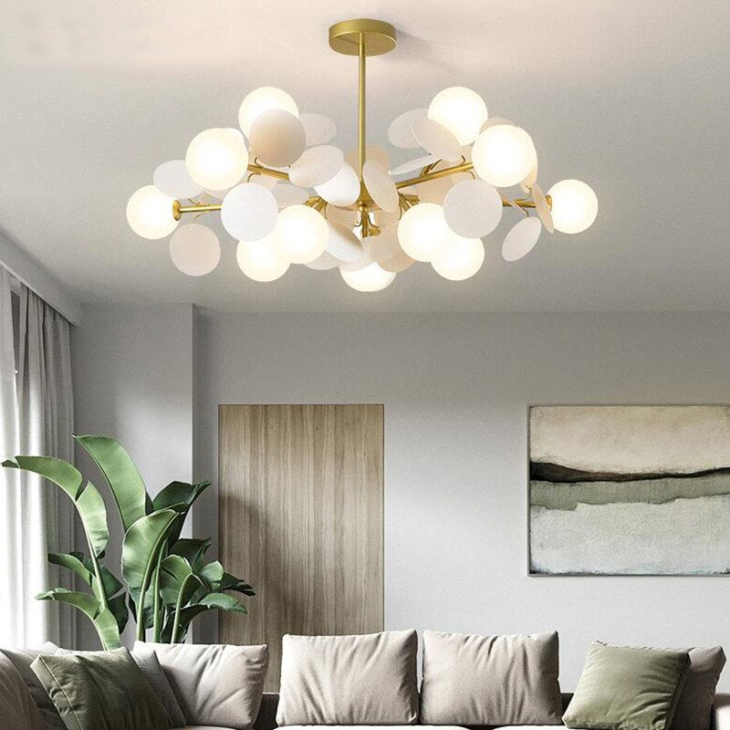 Lustre moderne en forme de nuage avec boules en verre Rivers